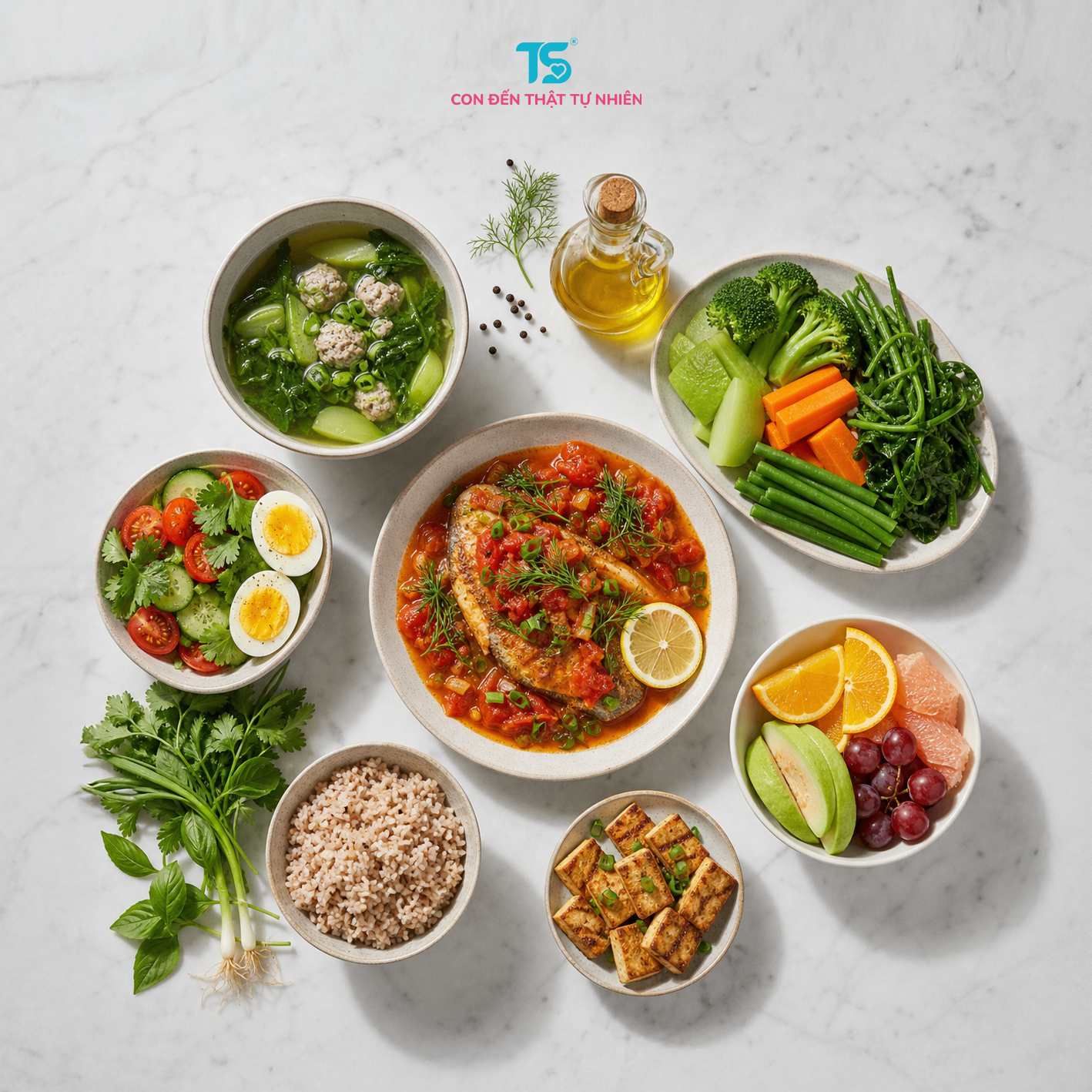 Mâm thực đơn Địa Trung Hải phong cách Việt